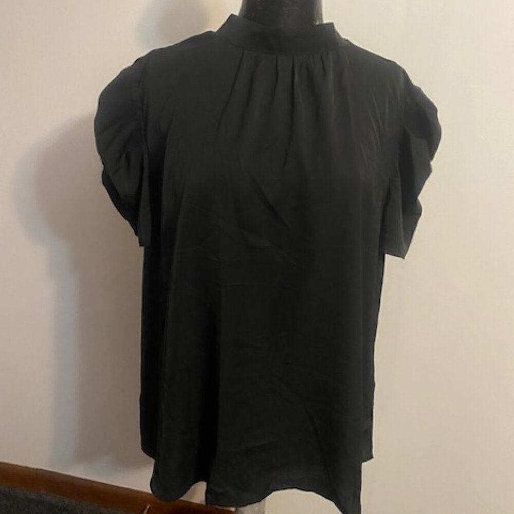 BTFBM Black Puff sleeves tie back top, size XXL